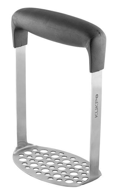 KUKPO High Quality Stainless Steel Potato Masher with Broad and Ergonomic Horizontal Handle – Fine-grid Mashing Plate for Smooth Mashed Potatoes, Vegetables and Fruits