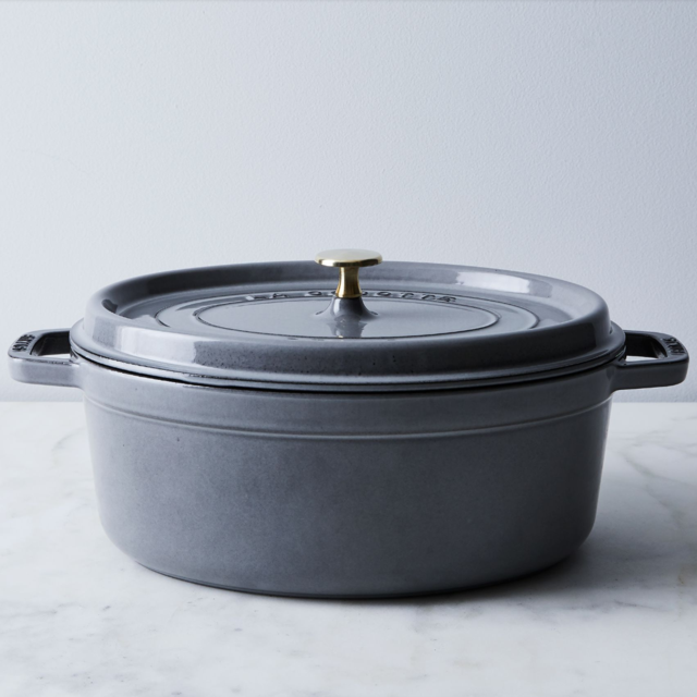 Staub Oval Cocotte, 5.75QT Color: Graphite and Brass
