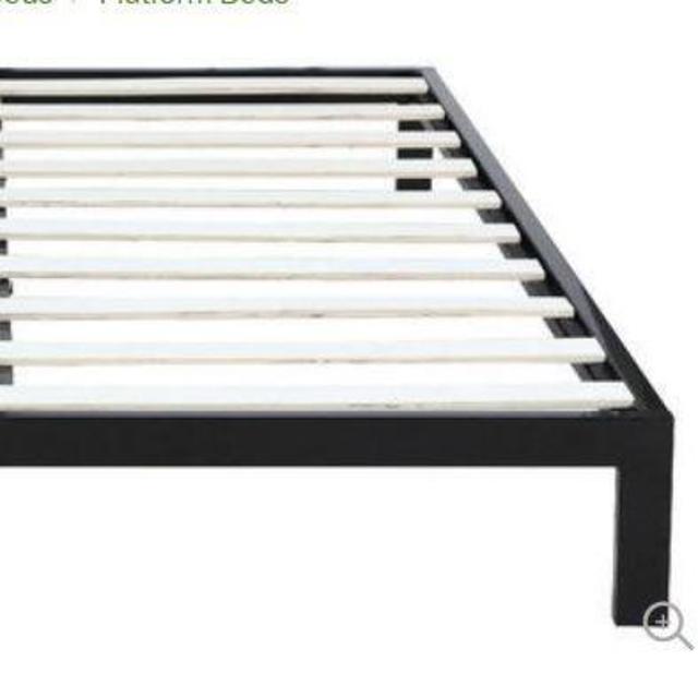 Modern 8" Low Black Metal Platform Bed Frame / Mattress Foundation, Black, Queen