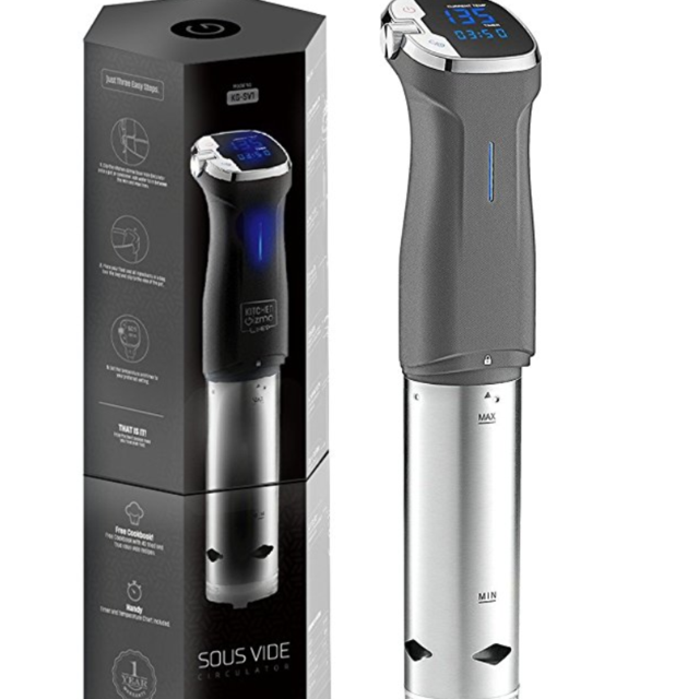 Kitchen Gizmo Sous Vide Immersion Circulator , Simplified Precision Cooker - Bonus Sous Vide Recipe Cookbook Included - Grey