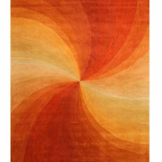 Hand-Tufted Wool Orange Swirl Rug, 4'x6'