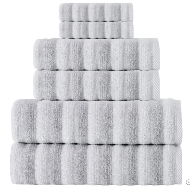 Enchante Home Napa 6 Pcs Turkish Towel Set, White/Gray