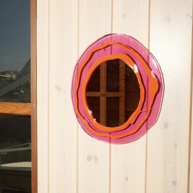 Round Mirror in Fuchsia Orange