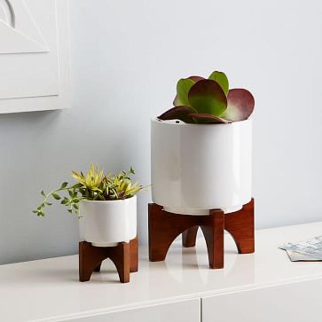 Mid-Century Turned Leg Tabletop Planters