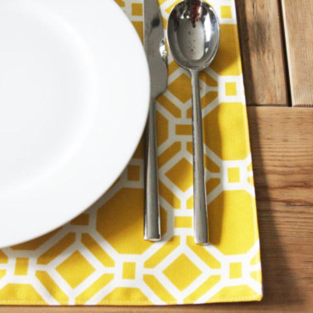 Fabric Placemats -Yellow Geometric - Set of 4