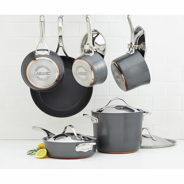 Anolon Nouvelle Copper Hard-Anodized Non-Stick 11-piece Dark Gray Cookware Set
