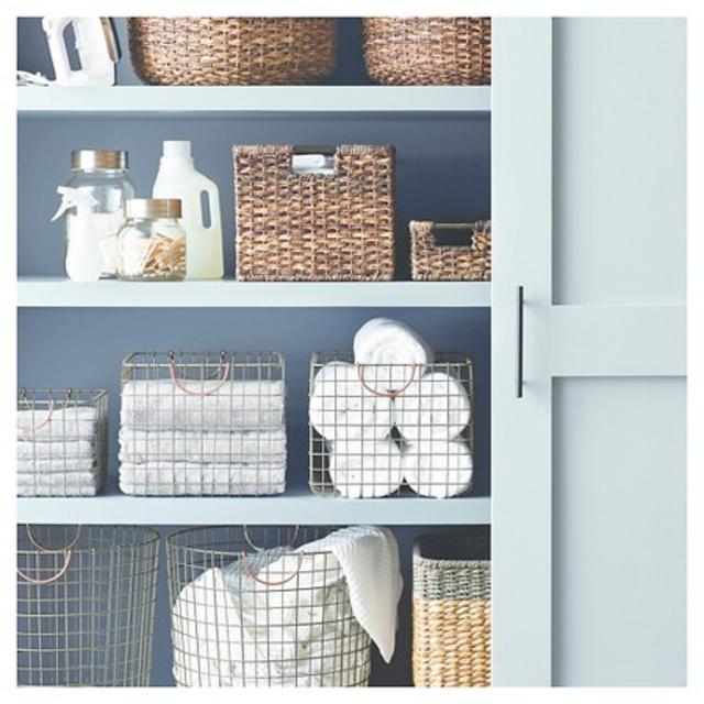 Wire Large Straight Milk Crate - Antique Pewter with Copper Handle - Threshold™