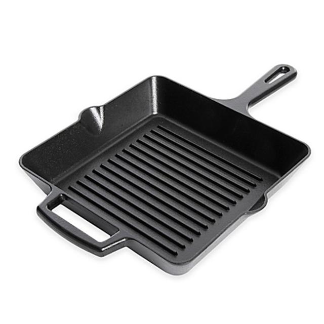 Artisanal Kitchen Supply™ 10-Inch Pre-Seasoned Cast Iron Square Grill Pan