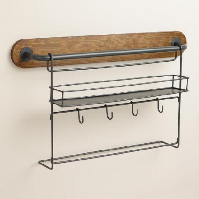 Modular Kitchen Wall Storage Spice Rack with Cup Hooks