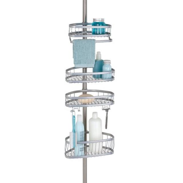 InterDesign York Bathroom Constant Tension Corner Shower Caddy - Silver