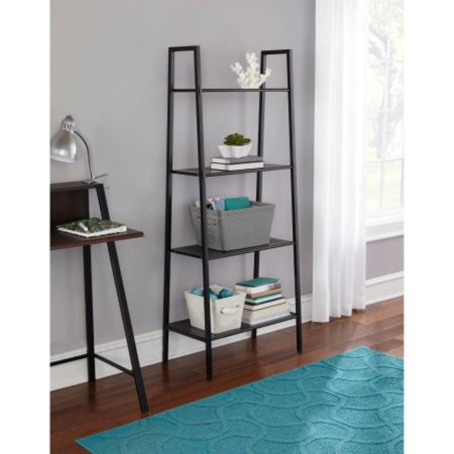 Mainstays 4-Tier Metal Bookshelf, Black