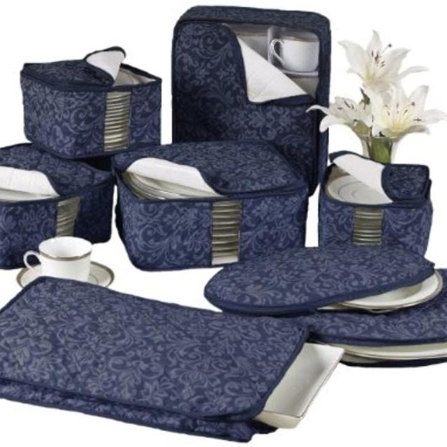 Homewear 8-Piece HUDSON DAMASK China Storage Container Set, Navy