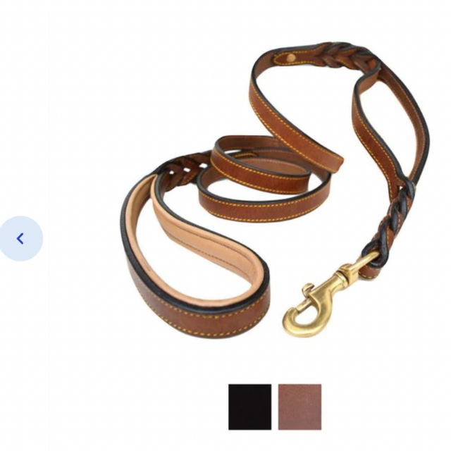 Soft Touch Collars Leather Braided Traffic Handle Dog Leash, 6-ft, 3/4-in
