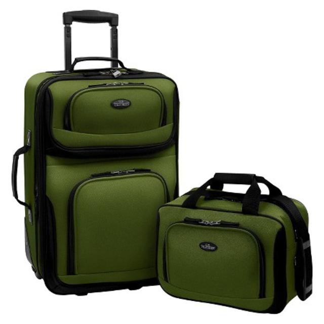 U.S. Traveler Rio 2pc Expandable Carry On Luggage Set - Green