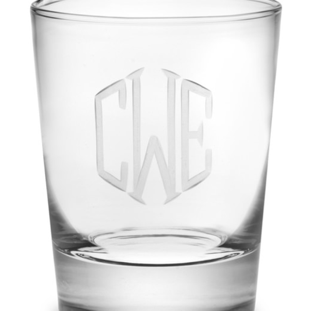 Monogrammed Double Old-Fashioned Glasses, Set of 4