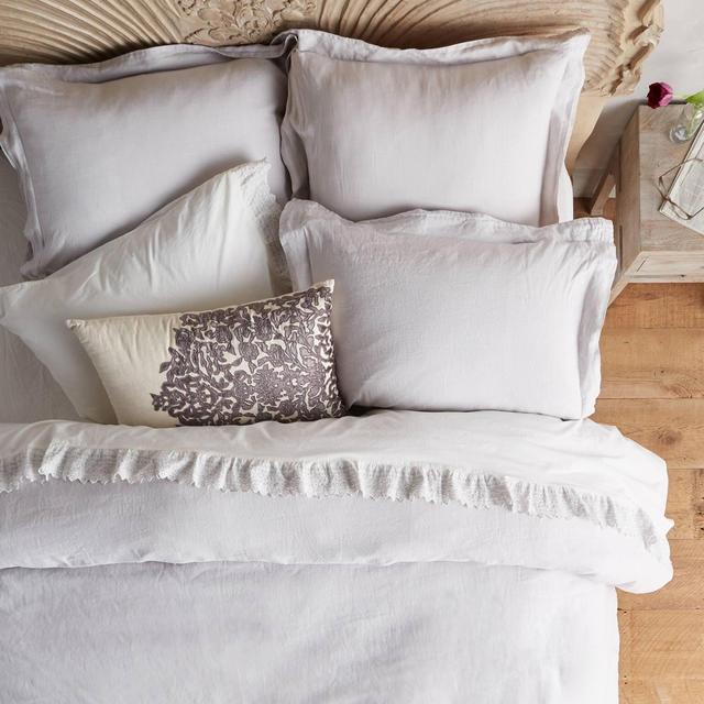 Soft-Washed Linen Duvet - Light grey