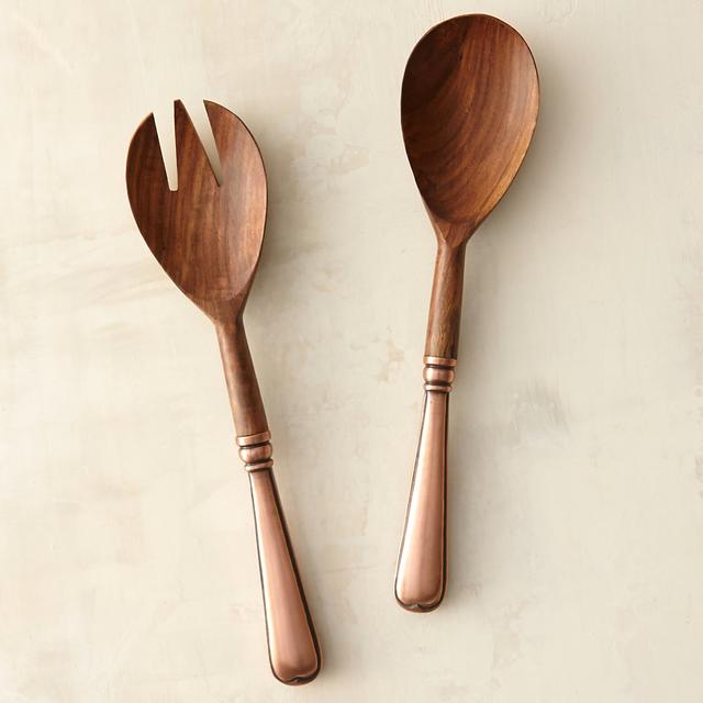 Copper Handle Salad Servers