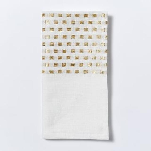 Gold Embroidered Dot Napkins