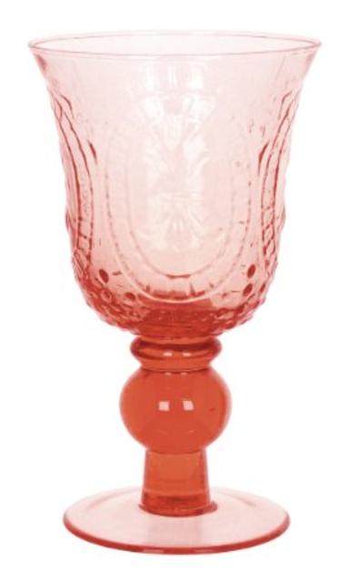 Zrike Brands Renaissance Pressed Glass Goblet, Pink, Set of 4
