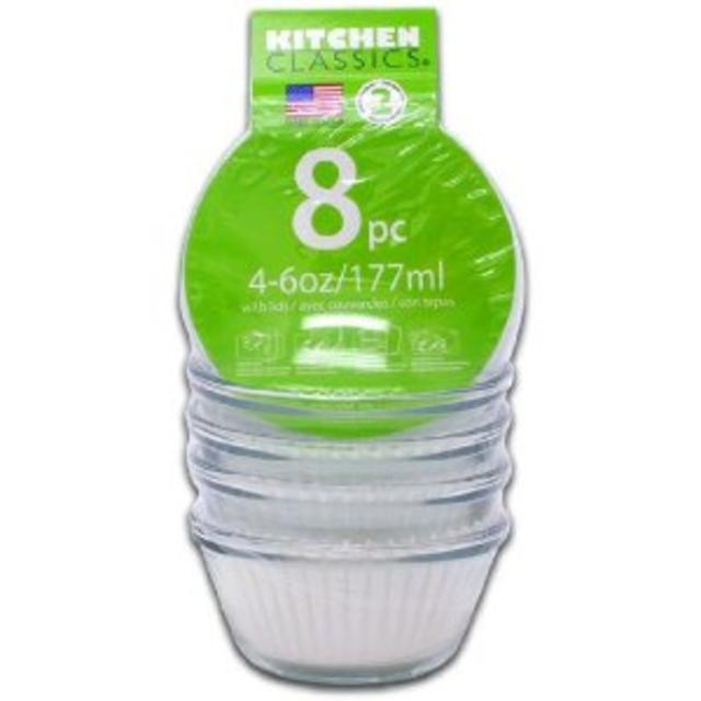 Kitchen Classics 6oz Custard Cups & Lids ~ Set of 4 Cups