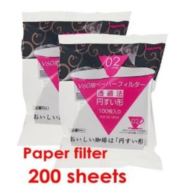 Hario 02 100 Count Coffee Paper Filter, White- Value Set of 2 Pack (Total 200 Sheets)