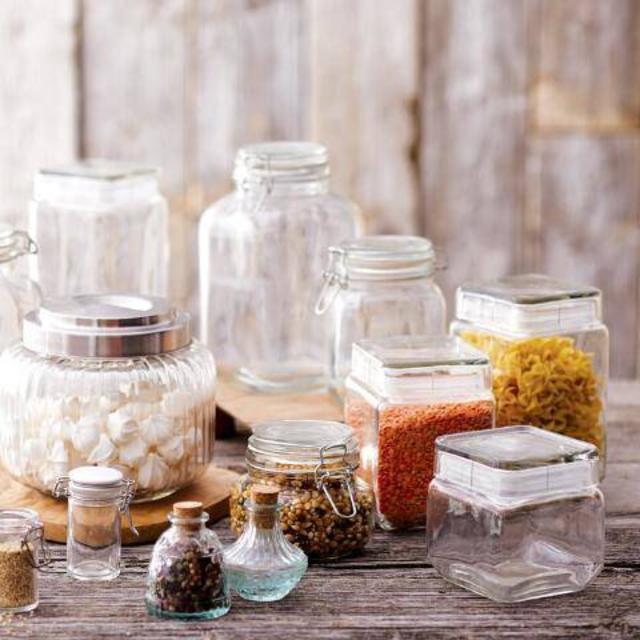 Stackable Square Glass Jars with Lids