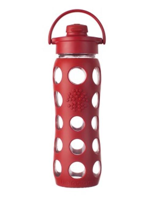 Glass Water Bottle with red Silicone sleeve