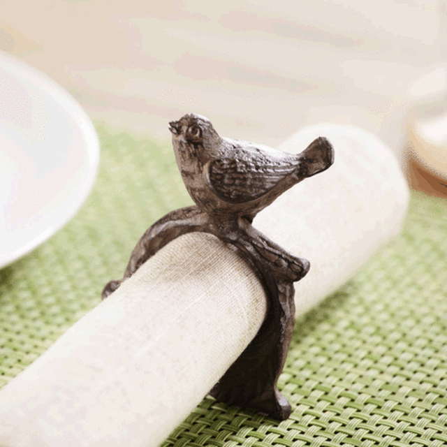 Twig and Bird Napkin Ring set