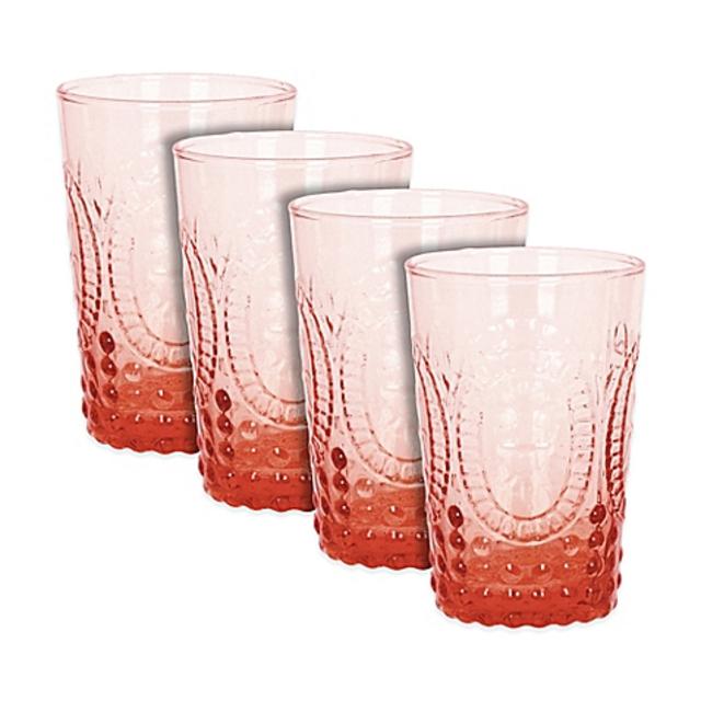 The Zrike Company Renaissance Pressed Glass Juice Glass in Pink (Set of 4)