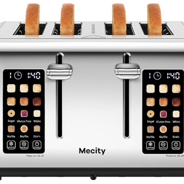 Mecity 4 Slice Toaster Touch Screen Control 4 Wide Slot, Stainless Steel Smart Bread Toaster