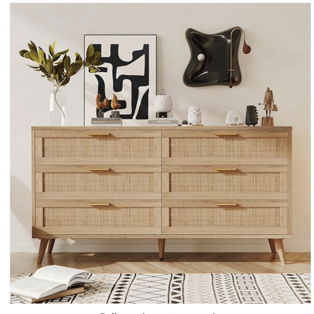 Rovaurx 6 Drawer Double Dresser for Bedroom