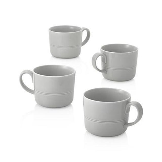 Set of Four Hue Light Grey Mugs