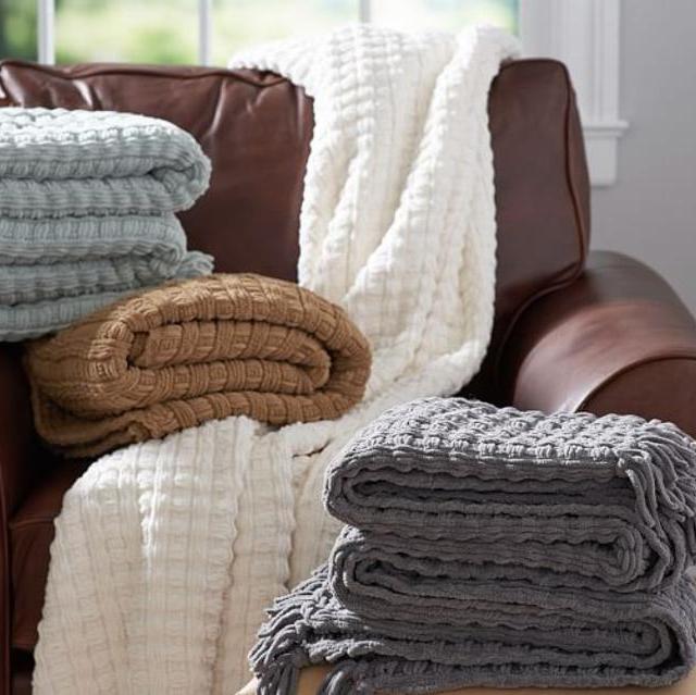 Chenille Basketweave Throw- Pottery Barn