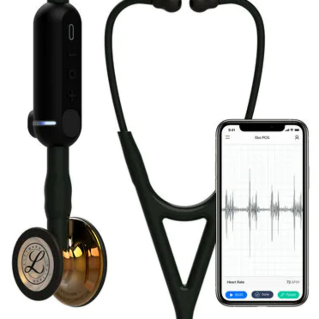 3M™ Littmann® CORE Digital Stethoscope, 8870, High Polish Copper Chestpiece, Black Tube, Stem and Headset, 27 inch