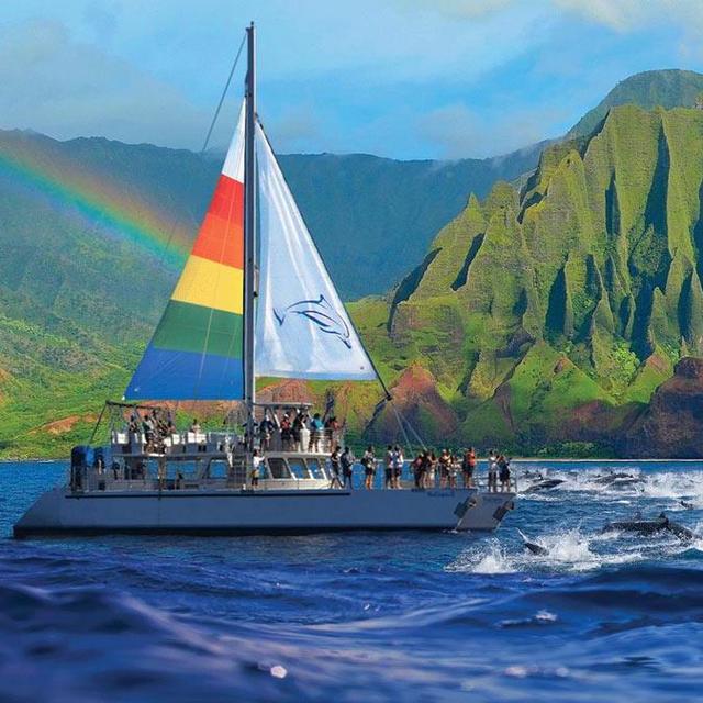 Sunset Boating on the Na Pali Coast in Kauai