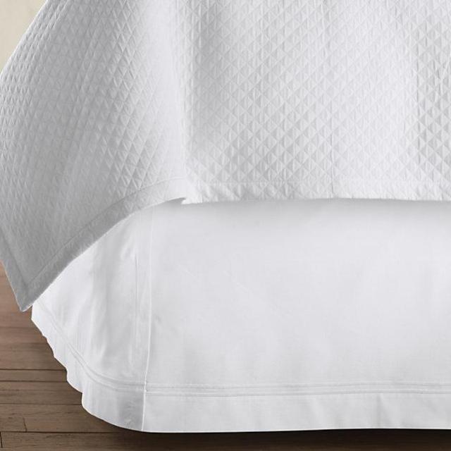 Italian Hotel Satin Stitch White Bed Skirt Queen, White