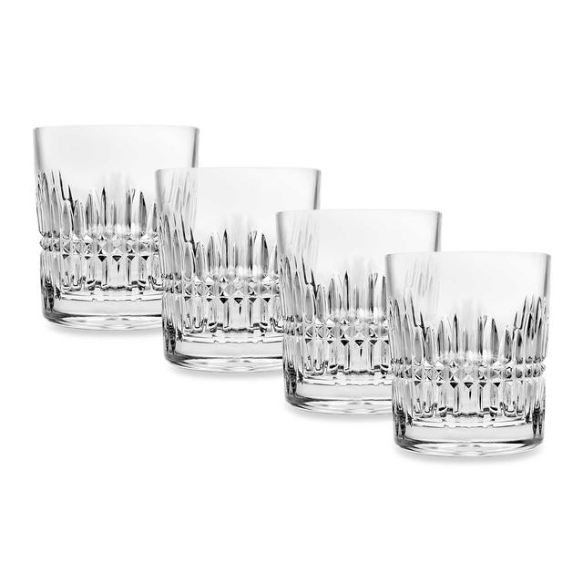 Top Shelf Hand Cut Crystal Facet Double-Old Fashioned (Set of 4)