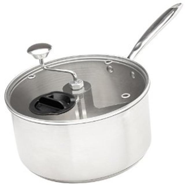 Zippy Pop Stovetop Popcorn Popper with Glass Lid, 5-1/2 Quart Capacity, Stainless Steel