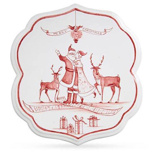 Juliska Winter Frolic Ruby Trivet Under the Mistletoe