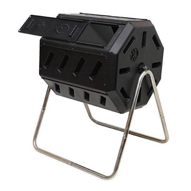 FCMP Outdoor IM4000 37 Gal. Dual-Chamber Tumbling Composter - Black