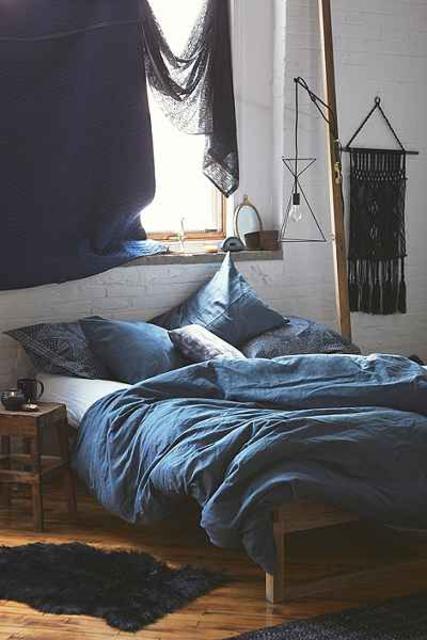 Assembly Home Linen Blend Duvet Cover- Dark Blue/ Queen