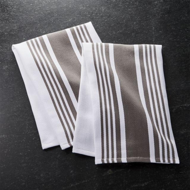Set of 2 Cuisine Stripe Grey Dish Towels