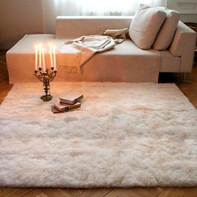 ETSY - Handmade White Alpaca wool rug
