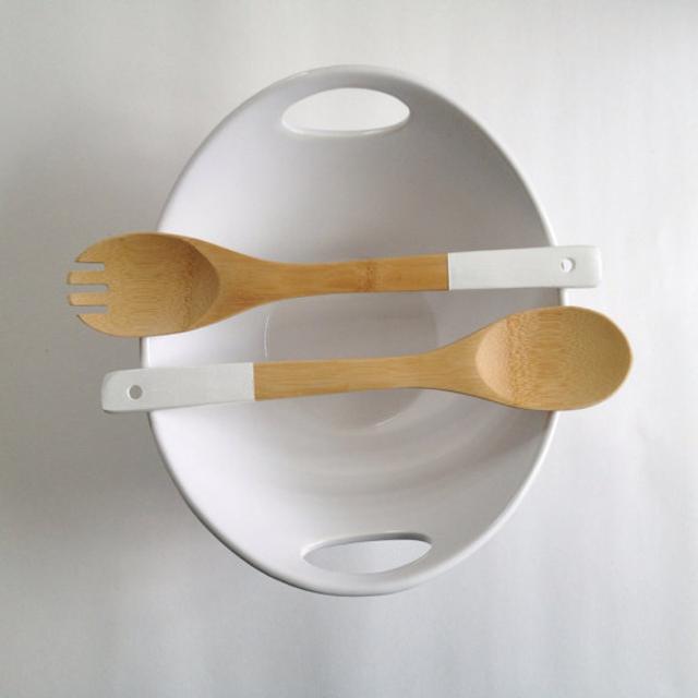 ETSY - Bamboo Salad Server Set in White