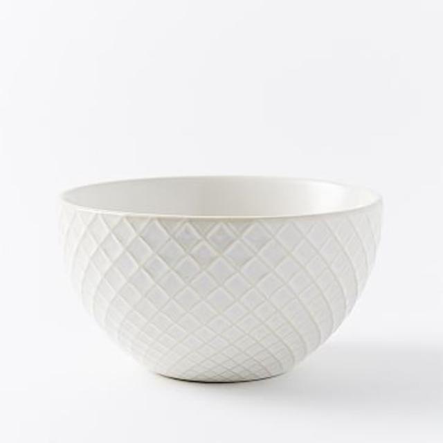 Textured Bowl, Set of 4, White Grid