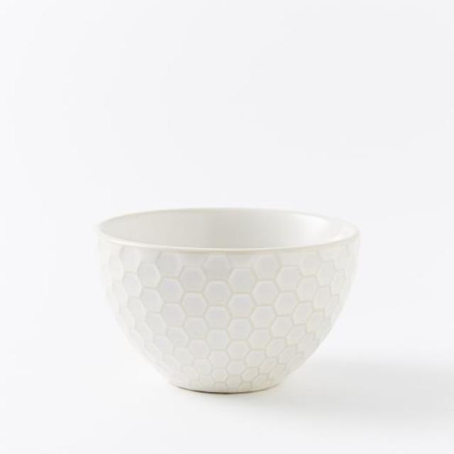 Textured Dip Bowl, White Honeycomb