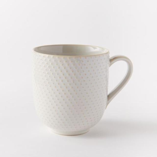 Textured Mug, Set of 4, White Dots