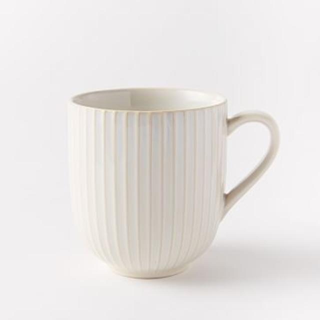 Textured Mug, Set of 4, White Lines