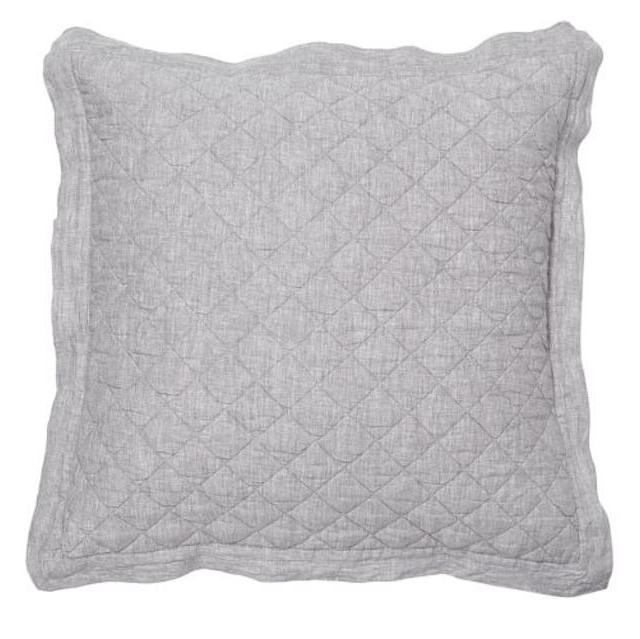 Belgian Flax Linen Diamond Quilted Sham, Euro, Flagstone
