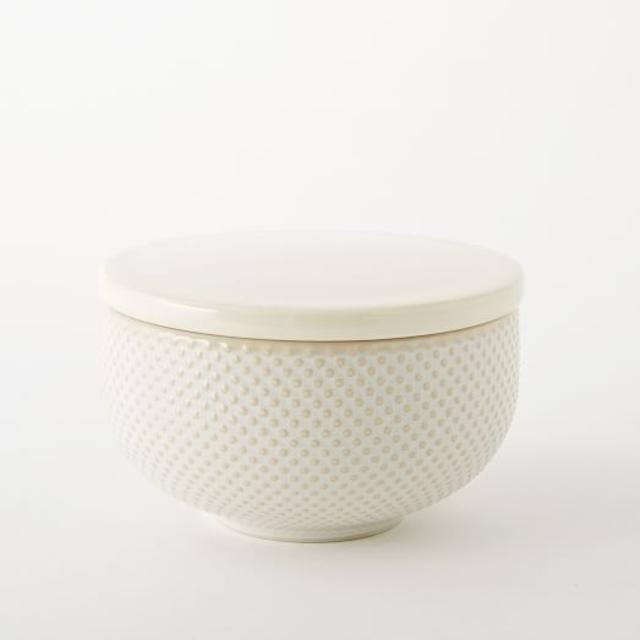 Textured Sugar Bowl, White Dots